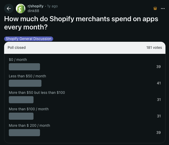Reddit discussion about app costs